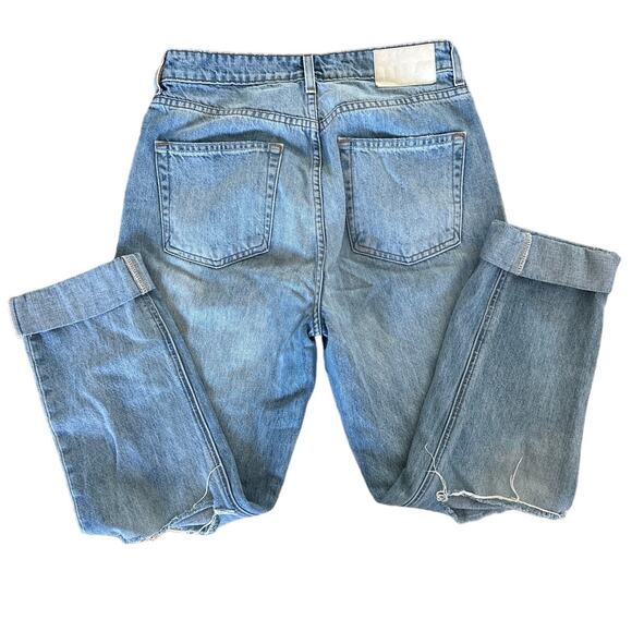 GRLFRND - The Karolina High Rise Straight Crop Distressed Ripped Jeans in Blue - Picture 6 of 6